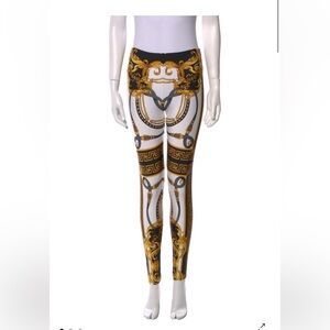Elegant Gold and Black Patterned Women's Leggings